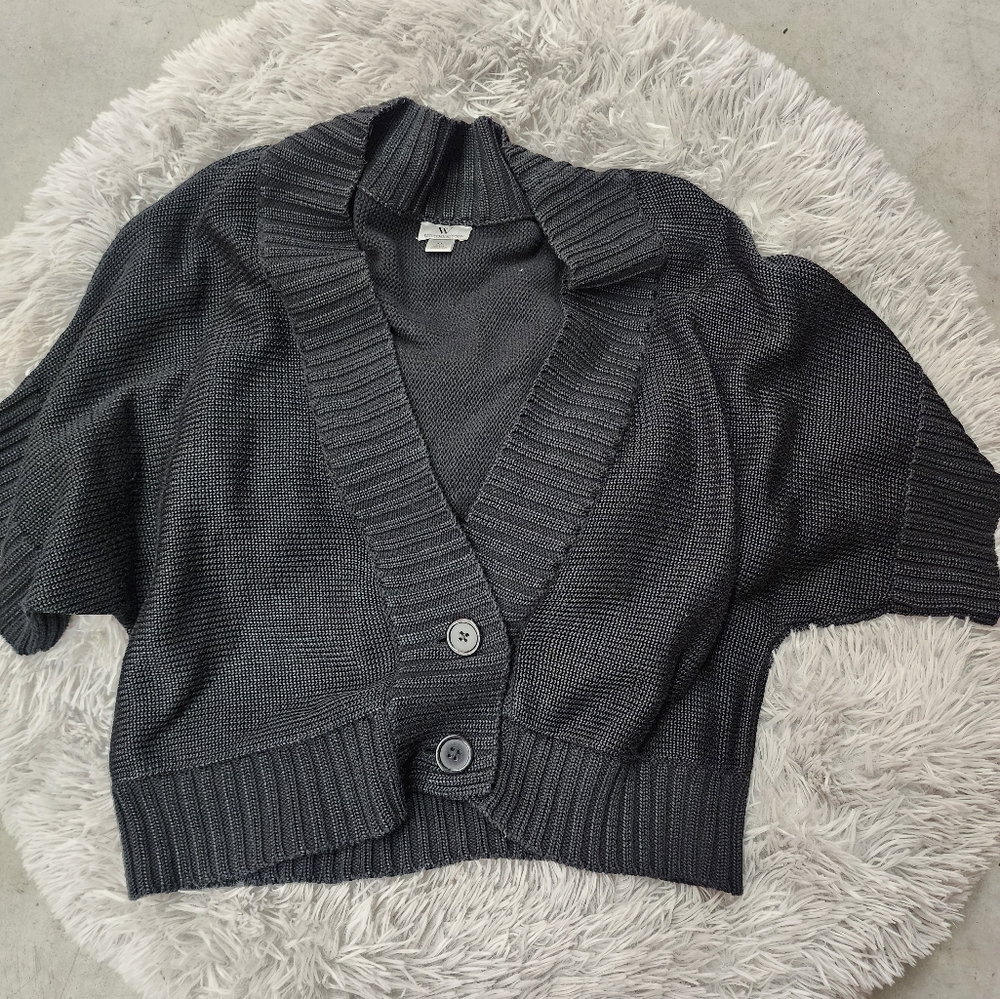 Worthington cardigan sweater blouse, button front ,black XL